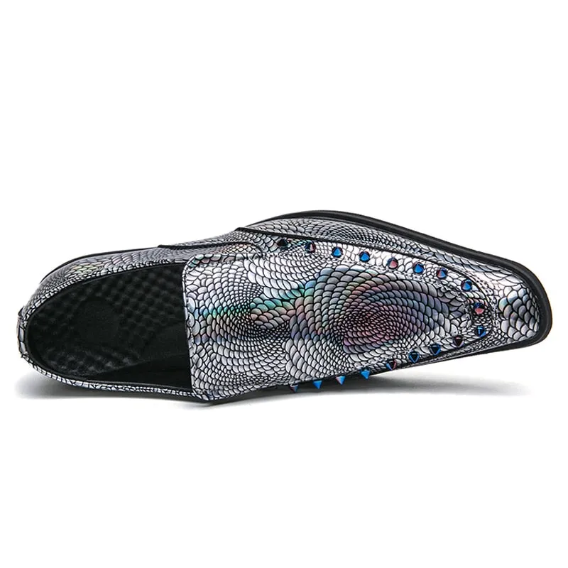 Rivet Decor Geometric Slip-On Loafers