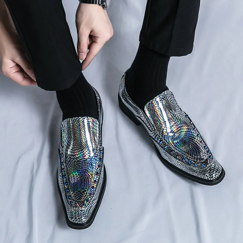 Rivet Decor Geometric Slip-On Loafers