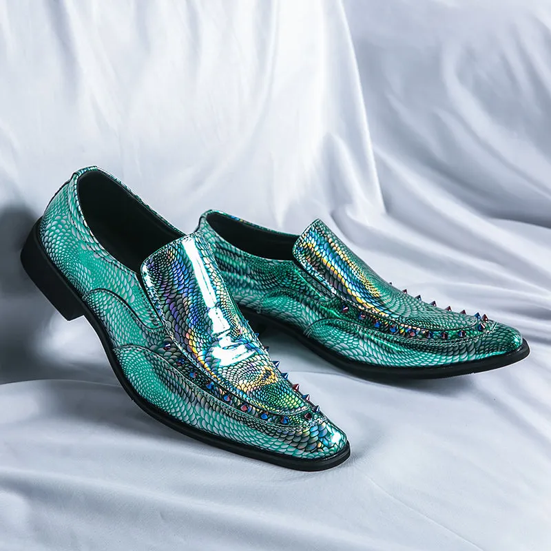 Rivet Decor Geometric Slip-On Loafers