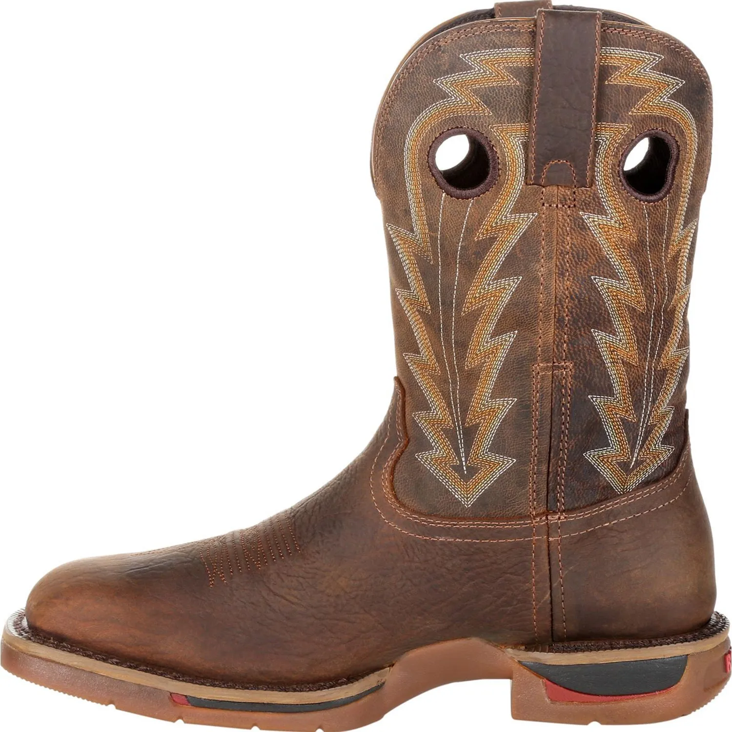 Rocky Mens Distressed Brown Leather Long Range 11in WP Cowboy Boots