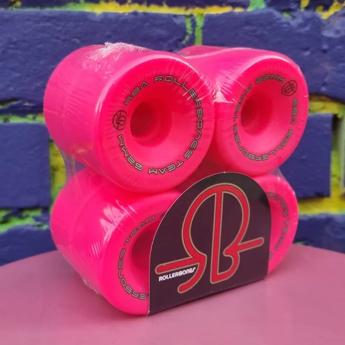 Rollerbones Team Logo Wheels Pink 98A, 101A - 8 pack