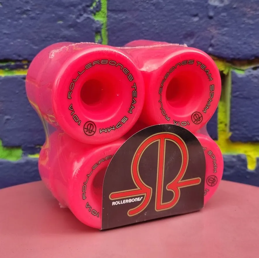 Rollerbones Team Logo Wheels Pink 98A, 101A - 8 pack