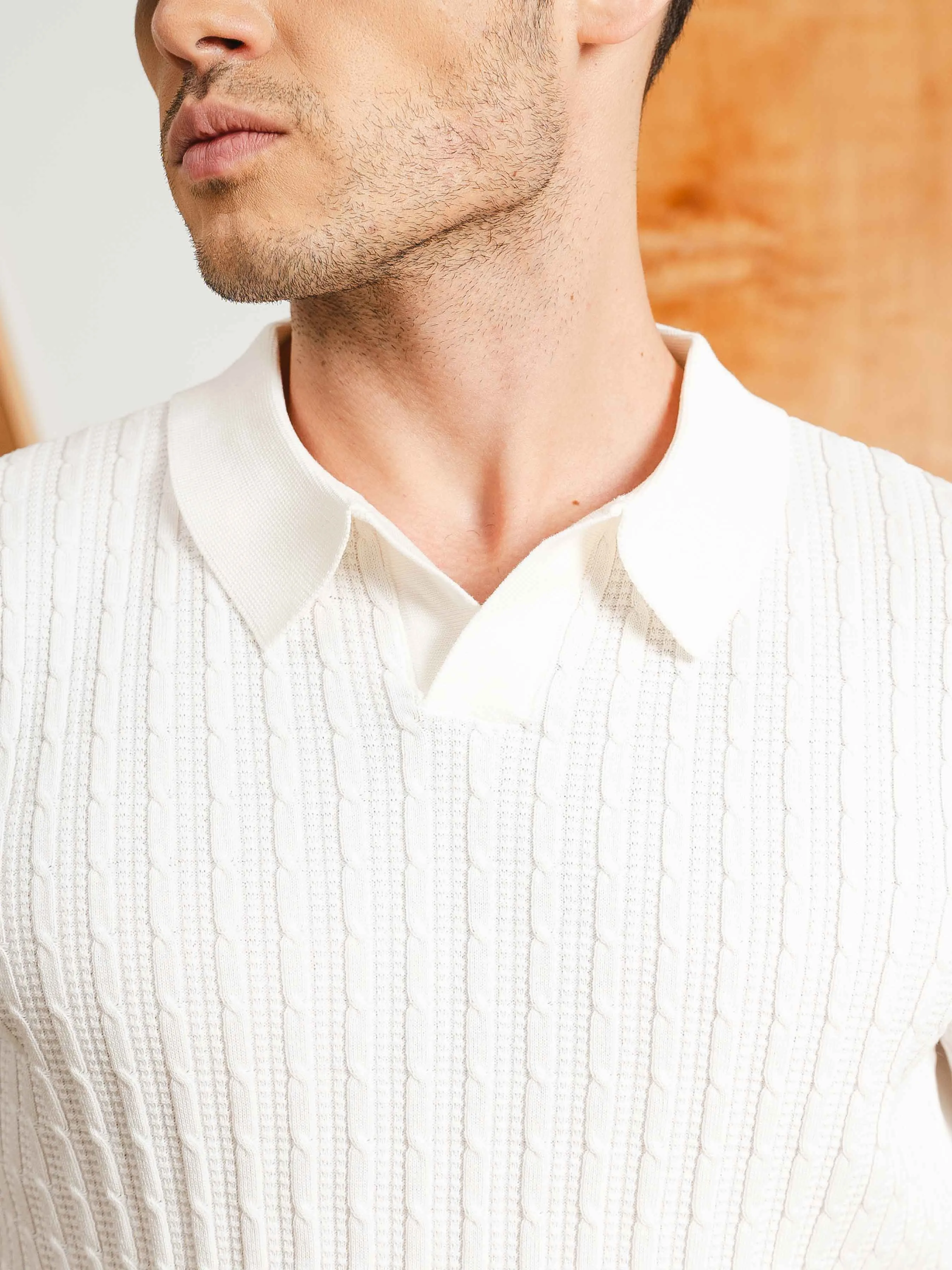 Rompii Knit Polo Tee - White