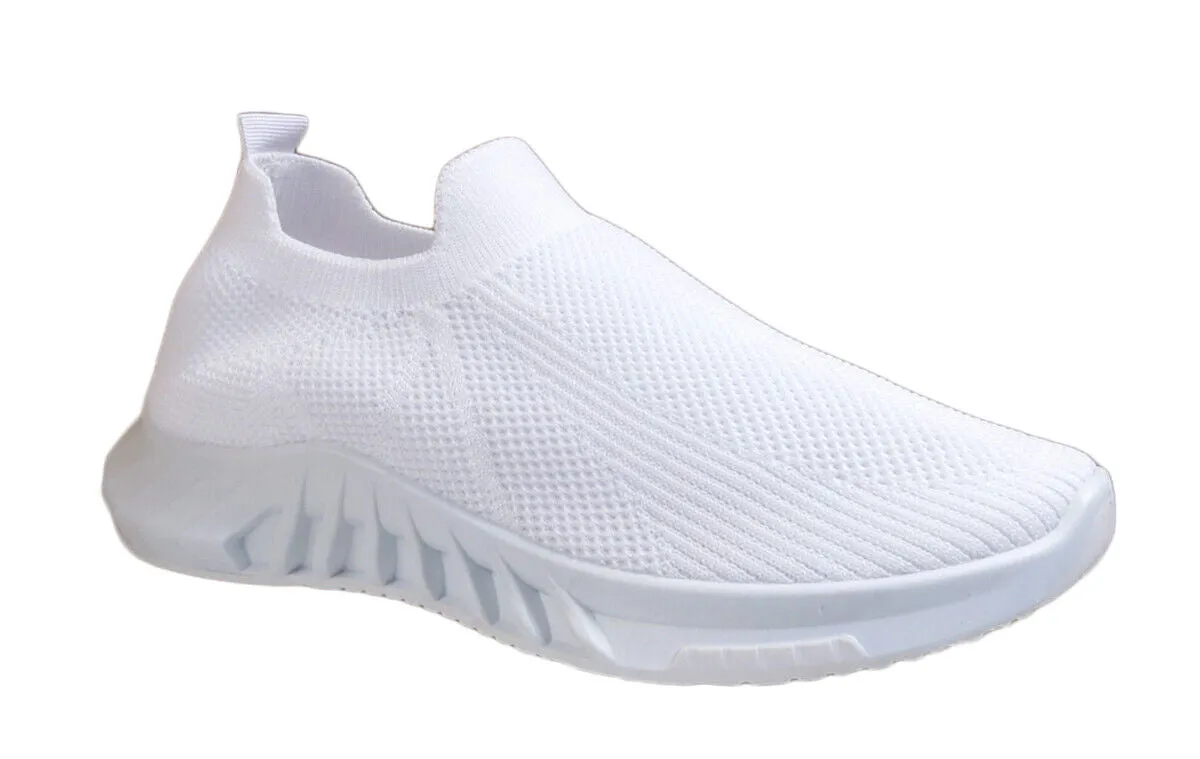 Ronda Womens Ladies Slip On Sports Trainers Sneakers Shoes White