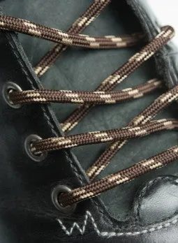 Round Brown and Cream Fleck Bootlaces - 4mm wide