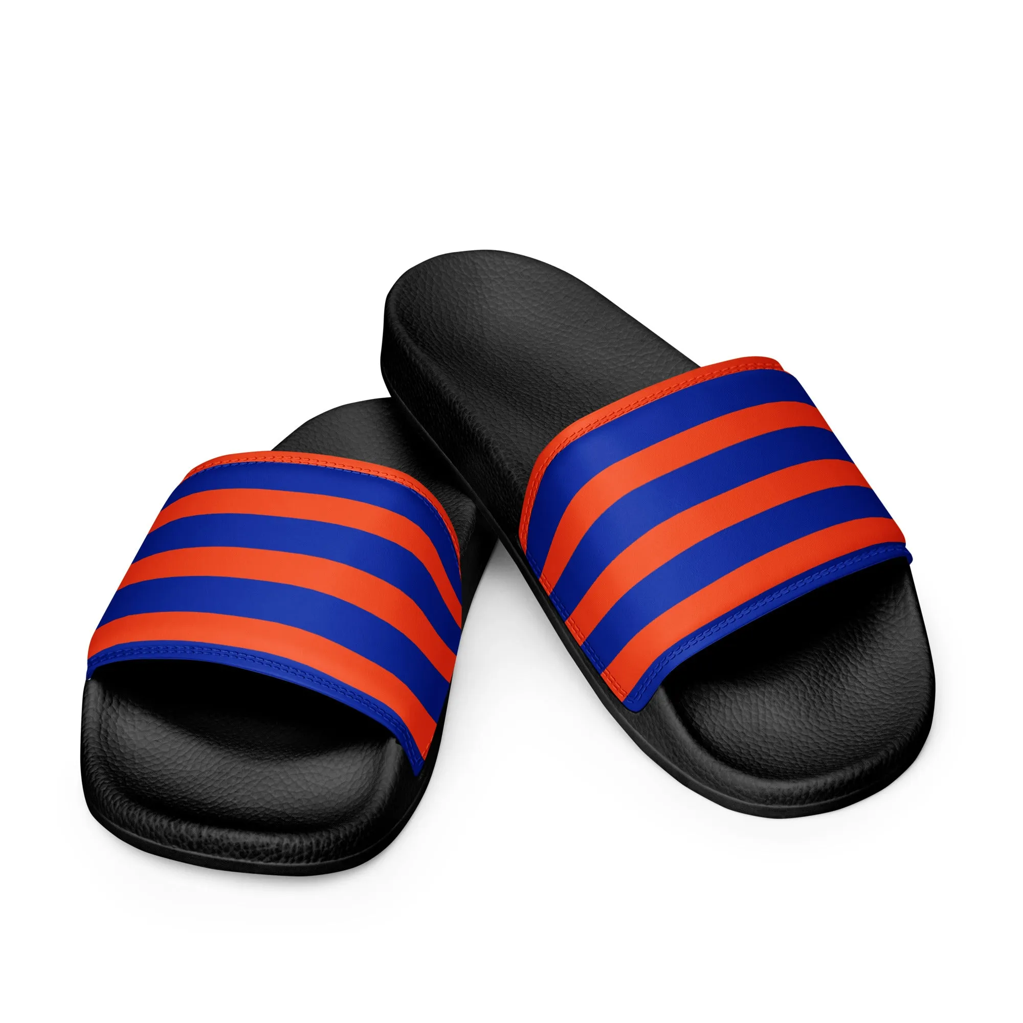 Royal Blue and Orange Beach Stripes Men’s Slides