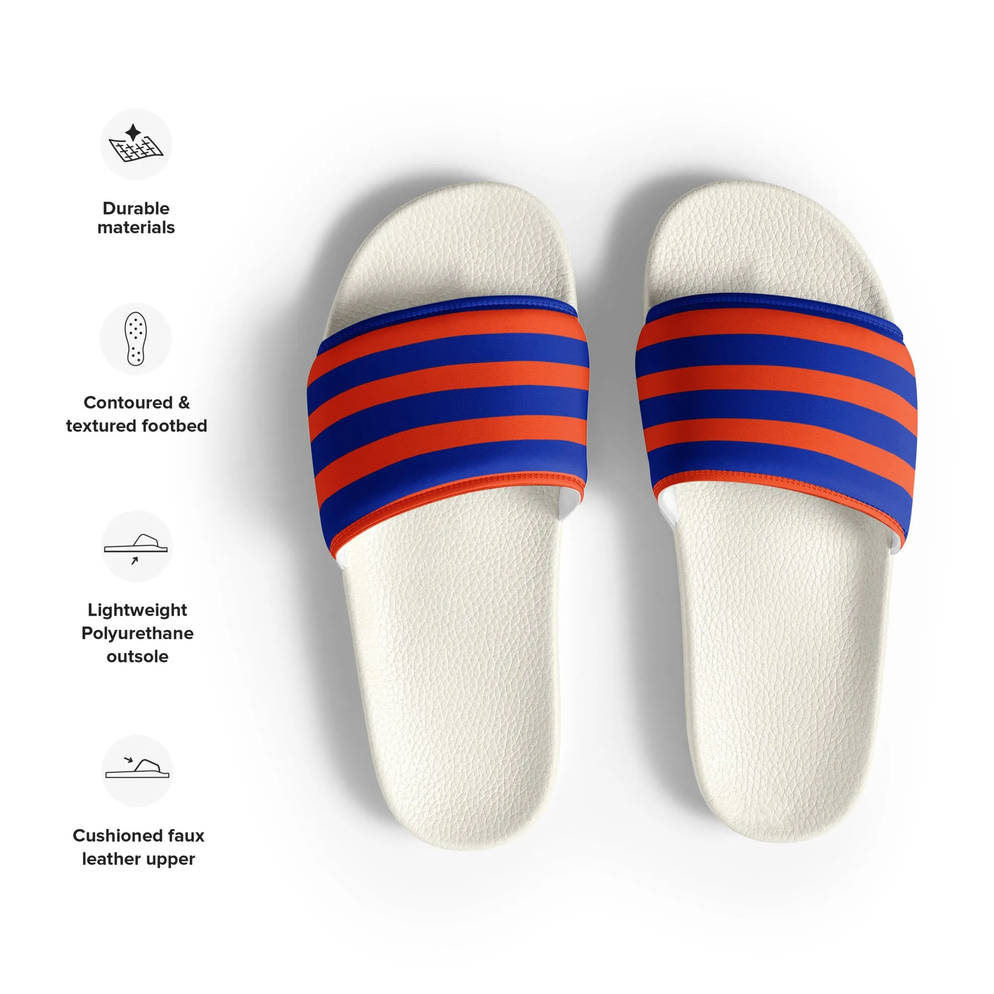 Royal Blue and Orange Beach Stripes Men’s Slides