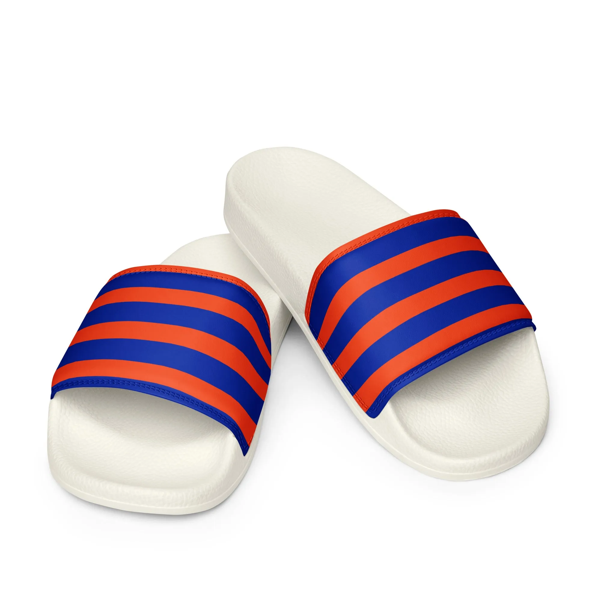 Royal Blue and Orange Beach Stripes Men’s Slides