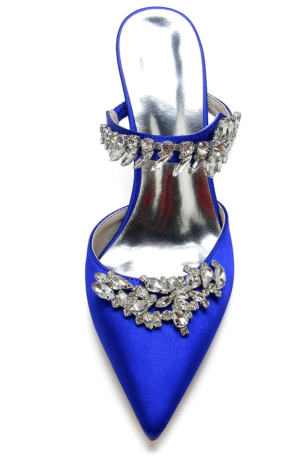 Royal Blue Pointed Toe Rhinestone Stiletto Sandals