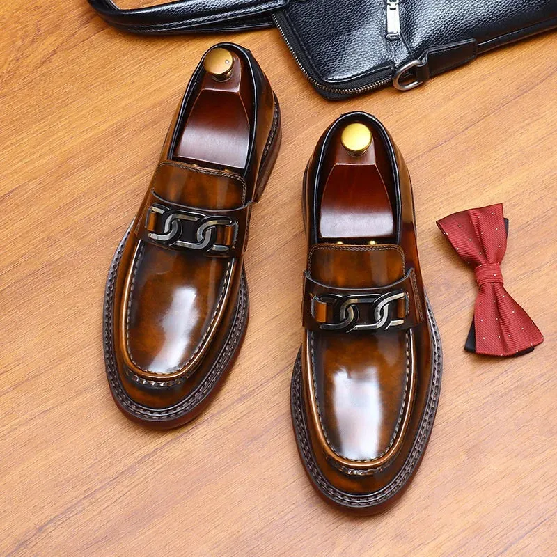 Shiny Applique Vintage Loafers Shoes