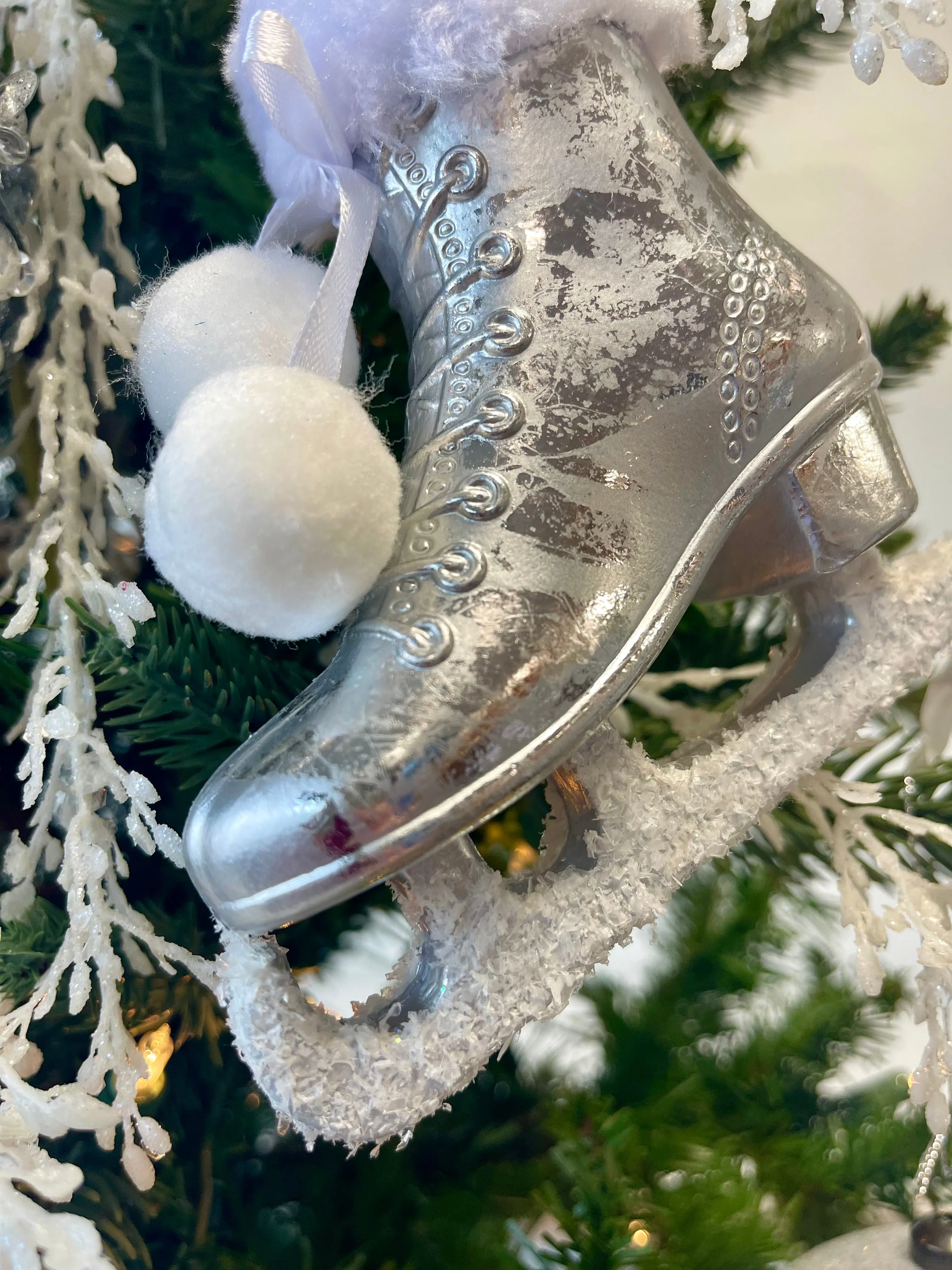 Silver Skate Ornament