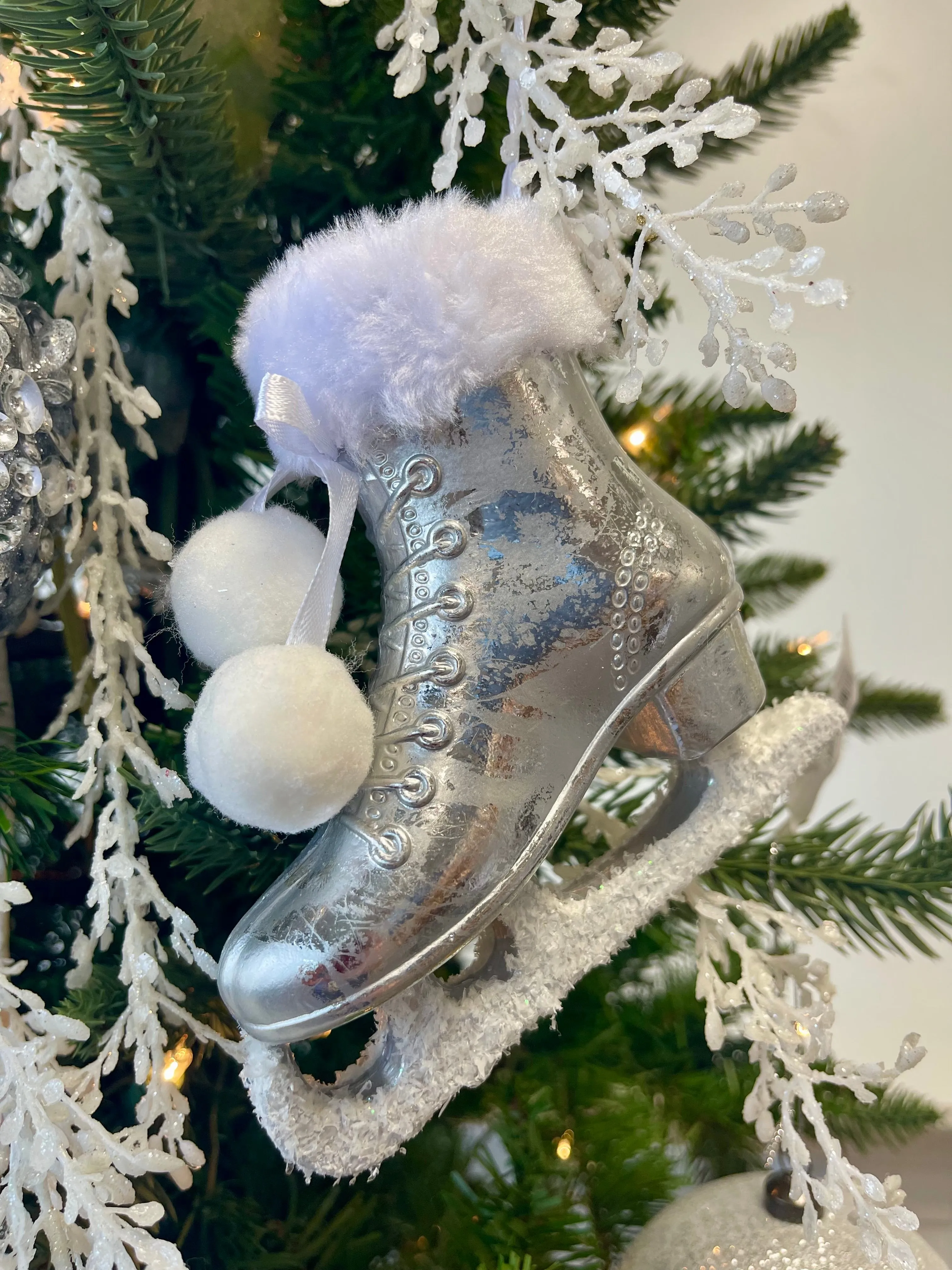 Silver Skate Ornament