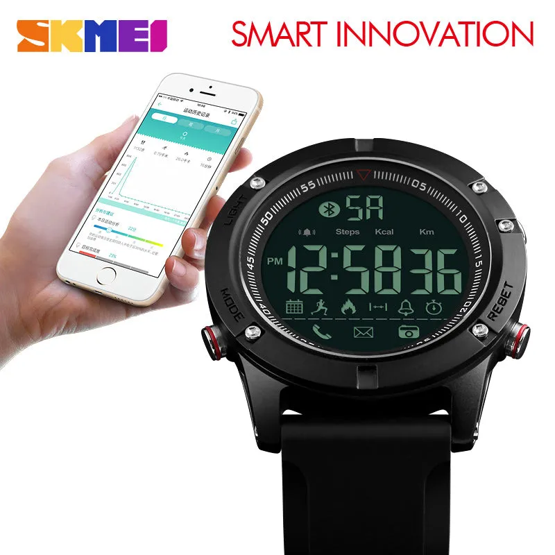 SKMEI Sports Bluetooth Digital Wristwatches Fashion Smart Watch Men Pedometer Calorie Remote Camera LED Military Watches Relogio