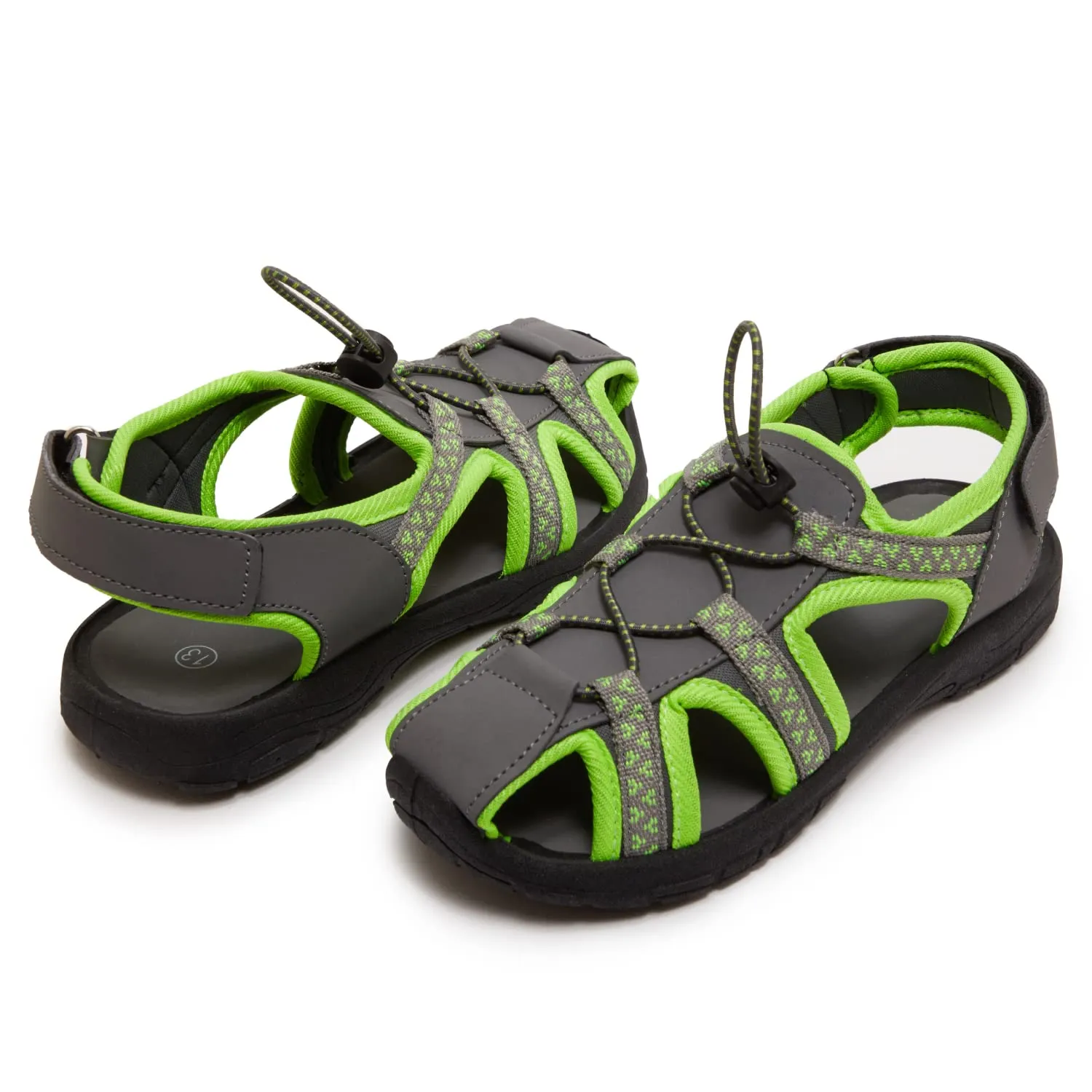 Skysole Boys Water Shoes, Rugged Closed Toe Back Strap Amphibian Sandals for Beach, Hiking & Outdoor Sports - Patterned/Solid