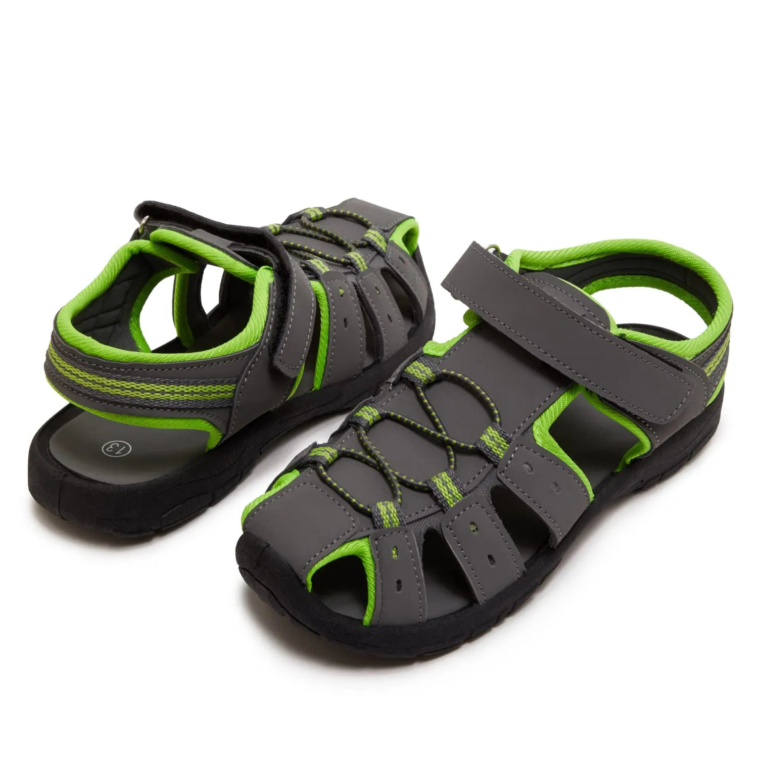 Skysole Boys Water Shoes, Rugged Closed Toe Back Strap Amphibian Sandals for Beach, Hiking & Outdoor Sports - Patterned/Solid