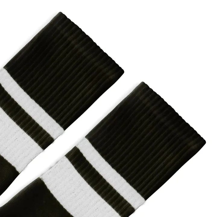 SOCCO Thin & Thick 2-Stripe Black | White Mid Socks