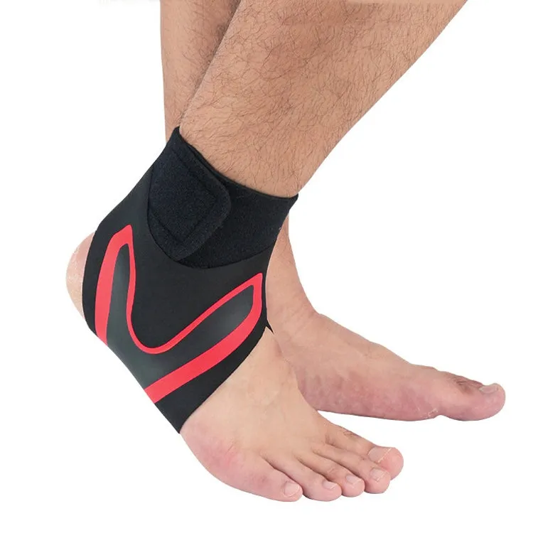 Sports Compression Anti-Sprain Ankle Guard Outdoor Basketball Football Climbing Protective Gear, Specification: S, Left Foot (Black Red)