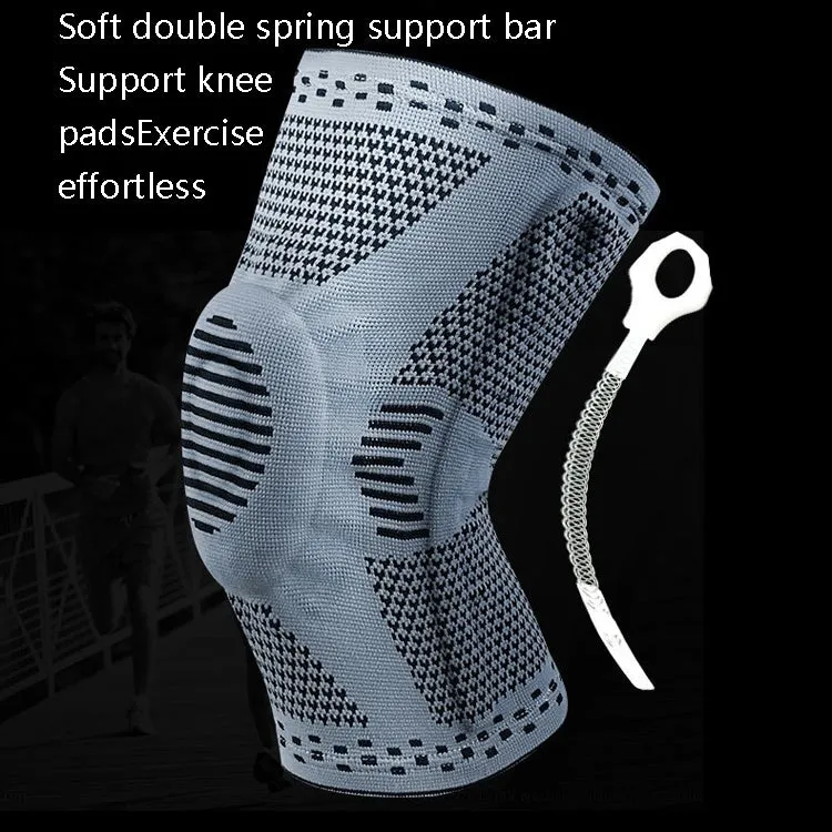 Sports Knee Pads Anti-Collision Support Compression Keep Warm Leg Sleeve Knitting Basketball Running Cycling Protective Gear, Size: M(Black Gray)