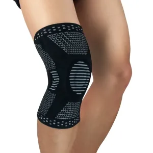 Sports Knee Pads Anti-Collision Support Compression Keep Warm Leg Sleeve Knitting Basketball Running Cycling Protective Gear, Size: M(Black Gray)