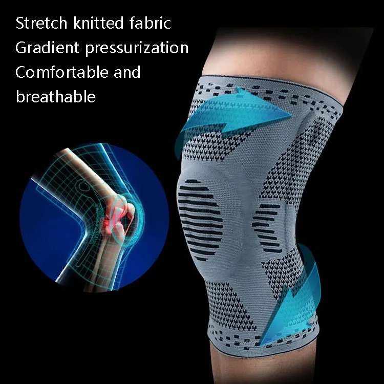 Sports Knee Pads Anti-Collision Support Compression Keep Warm Leg Sleeve Knitting Basketball Running Cycling Protective Gear, Size: M(Black Gray)