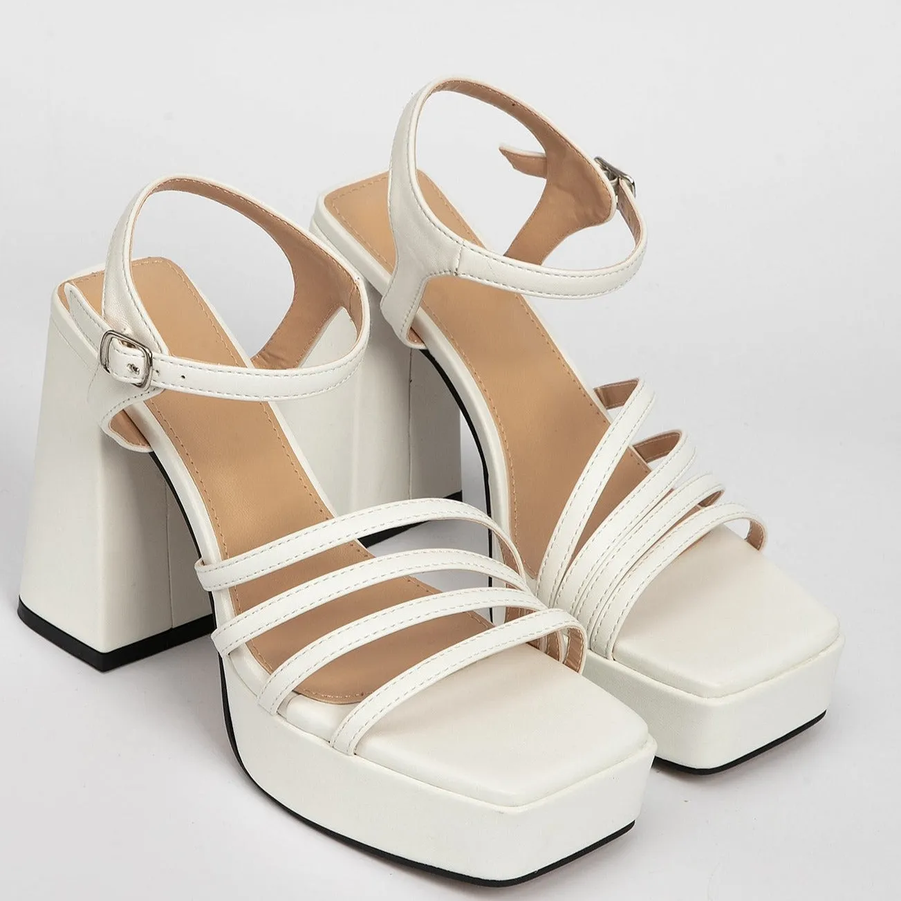 Super High Heel Buckle Strap Sandals