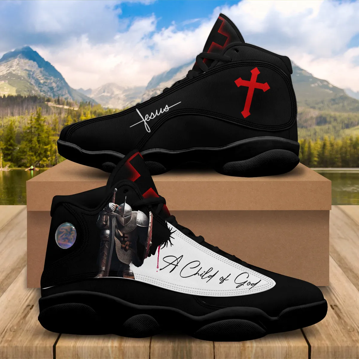 Teesdily | Christian Warrior Basketball Shoes, A Child Of God Jesus Cross Running Shoes, Jesus Basketball Shoes With Thick Soles, Jesus Warrior Gift