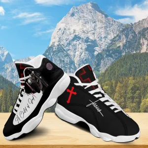 Teesdily | Christian Warrior Basketball Shoes, A Child Of God Jesus Cross Running Shoes, Jesus Basketball Shoes With Thick Soles, Jesus Warrior Gift