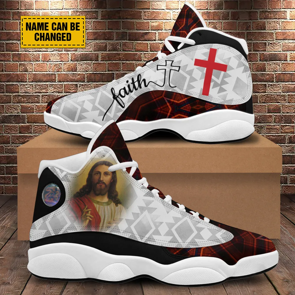 Teesdily | Customized Jesus Art Basketball Shoes, Keep Faith Running Shoes, Christian Unisex Basketball Shoes Gift, Jesus Gift