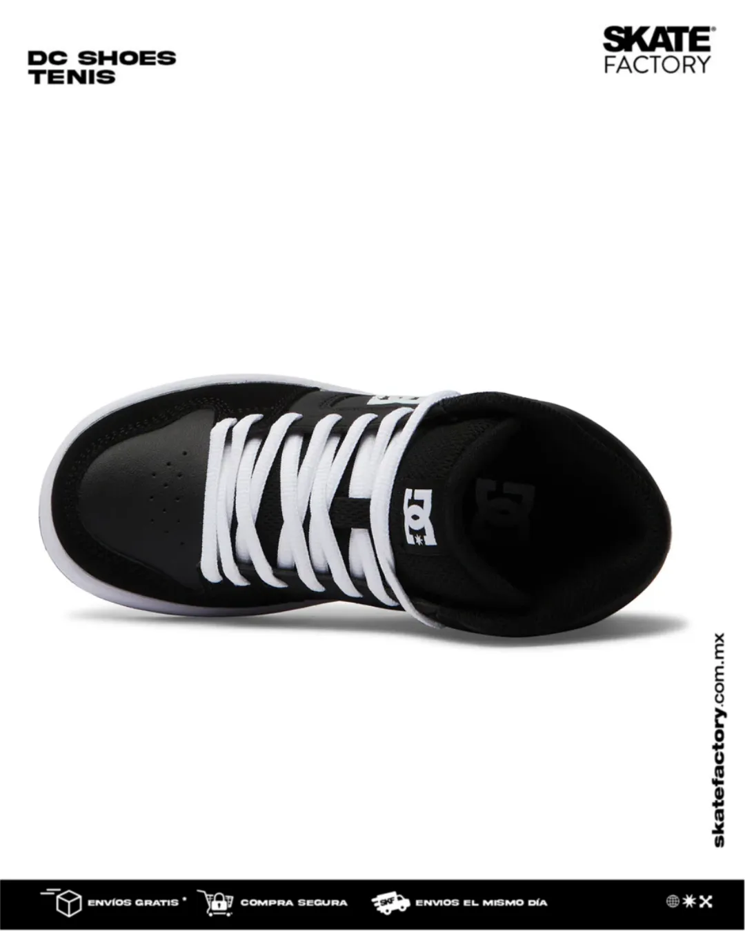 TENIS DC SHOES MANTECA NEGRO BLANCO