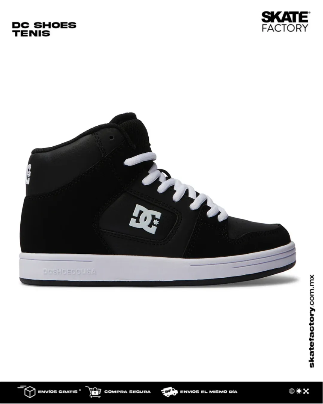 TENIS DC SHOES MANTECA NEGRO BLANCO