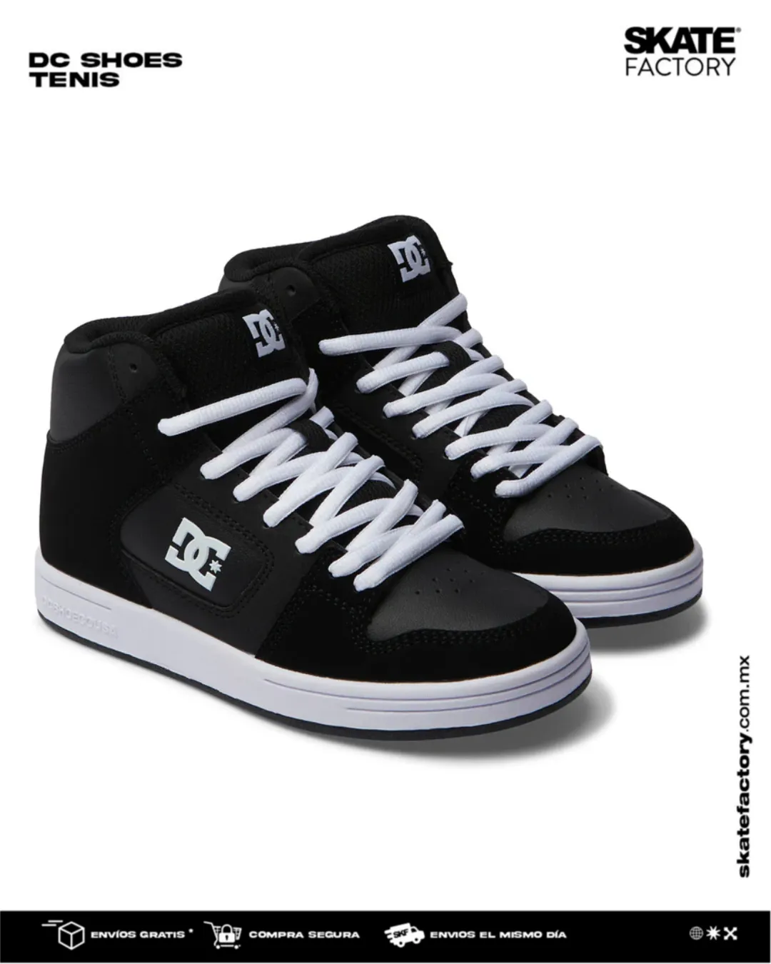 TENIS DC SHOES MANTECA NEGRO BLANCO