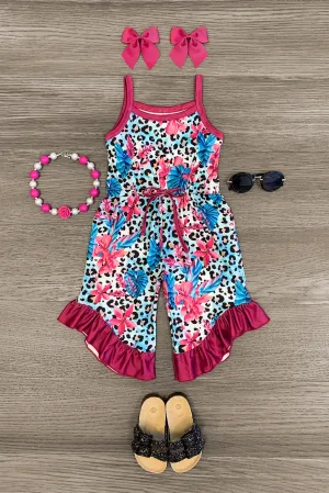 Tropical Floral Cheetah Romper