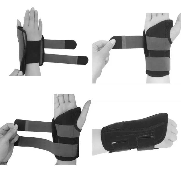 Two-Way Compression Stabilized Support Plate Wrist Brace Fracture Sprain Rehabilitation Wrist Brace, Specification: Right Hand L (Black)