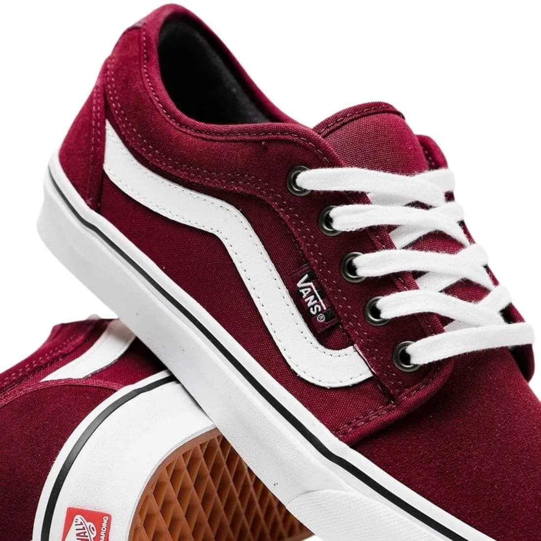 Vans Chukka Low Sidestripe Skate Shoes - Port/White