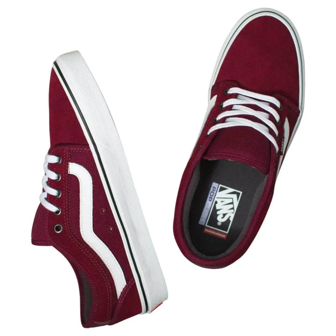 Vans Chukka Low Sidestripe Skate Shoes - Port/White