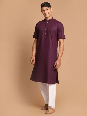 Vastramay Men's Purple Kurta Pyjama Set