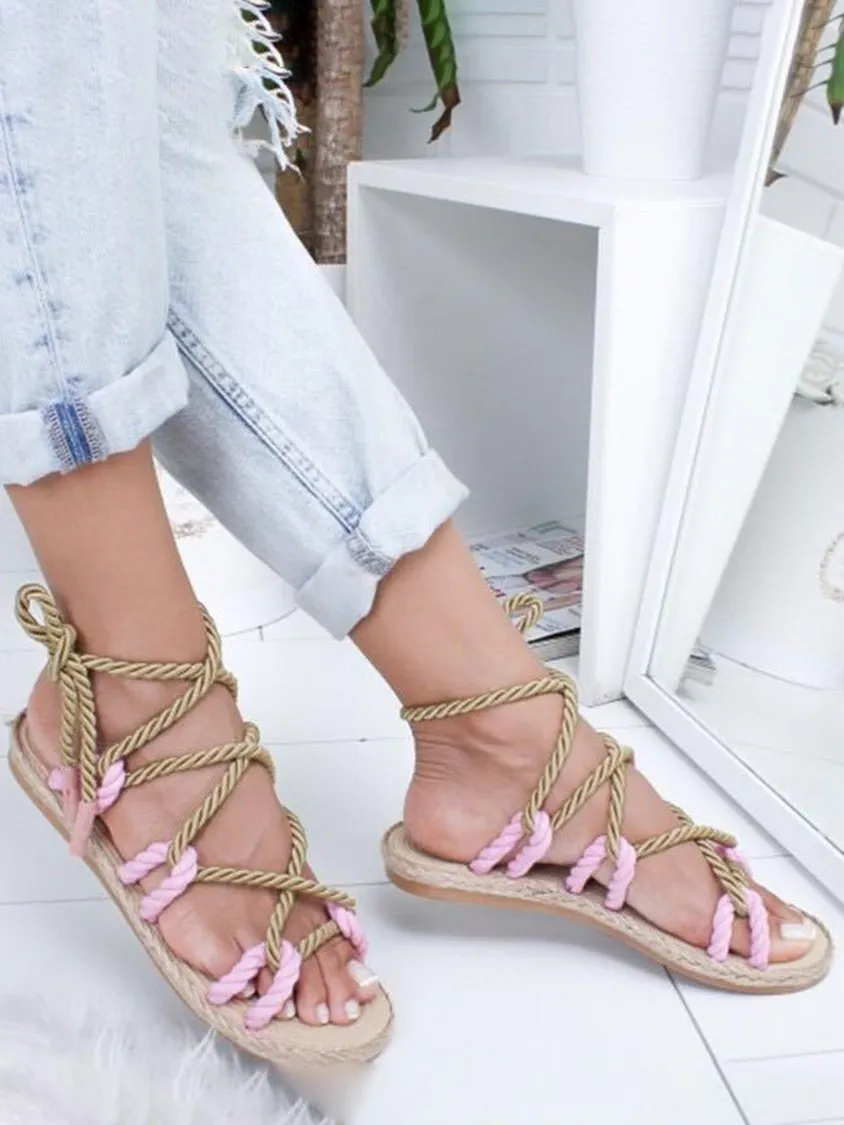 Vintage Rope Ankle Strap Sandals F3972