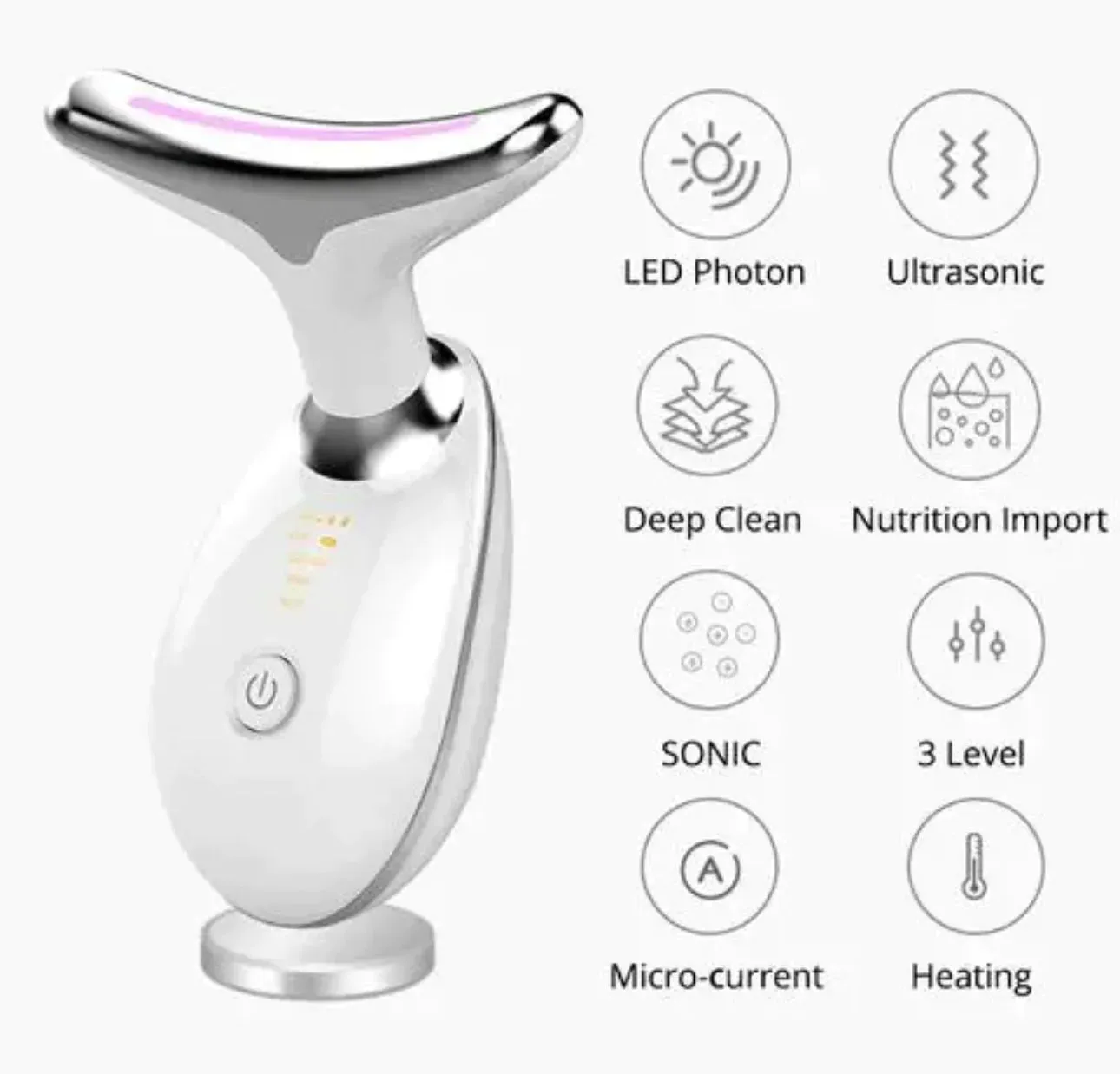 Wavy Chic Beauty Facial Massager, 7 Color Wavy Acne Beauty Microcurrent Facial Device Skin Firming for Face Neck Beauty Device,