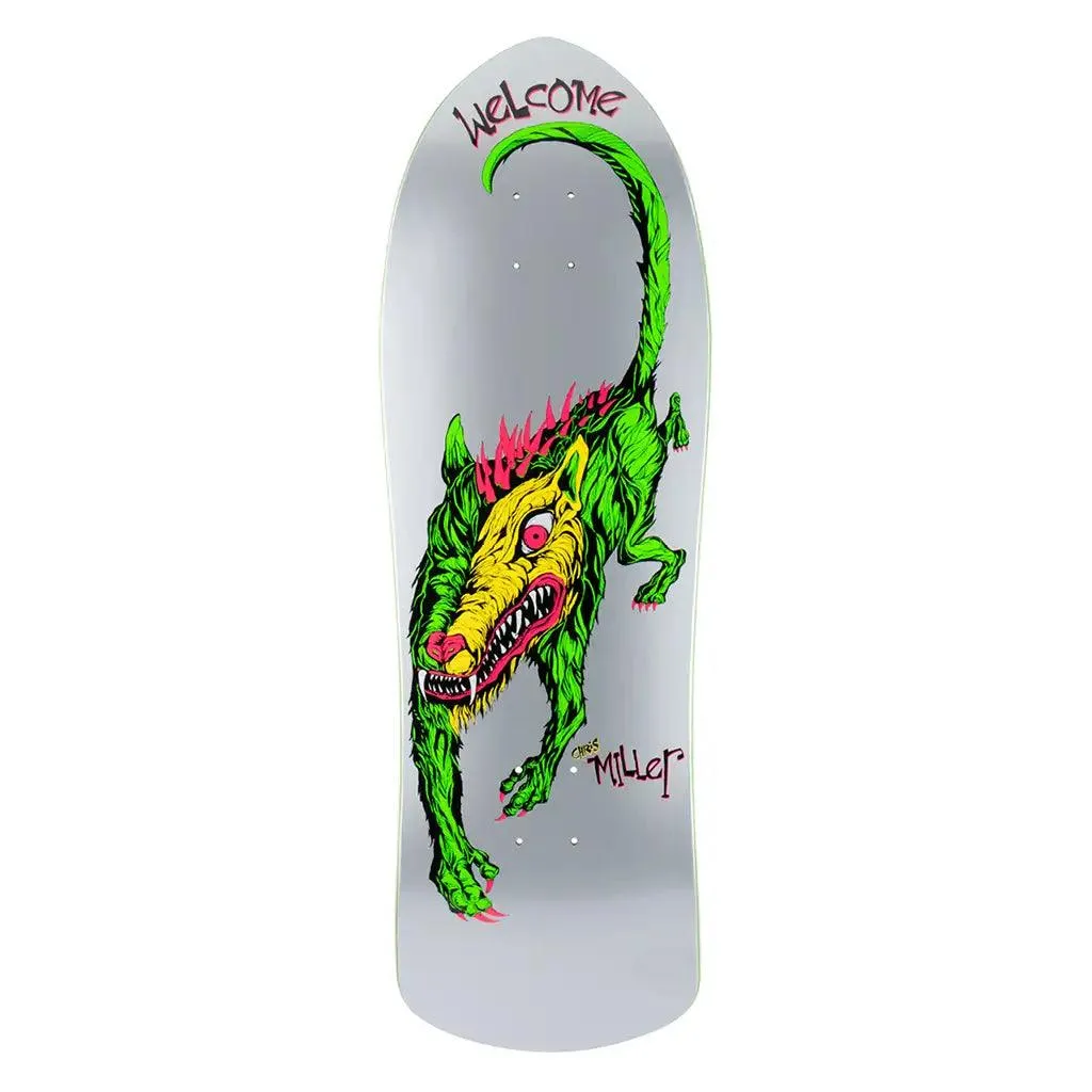 Welcome Miller Beast on Crossbone Skateboard Deck Silver