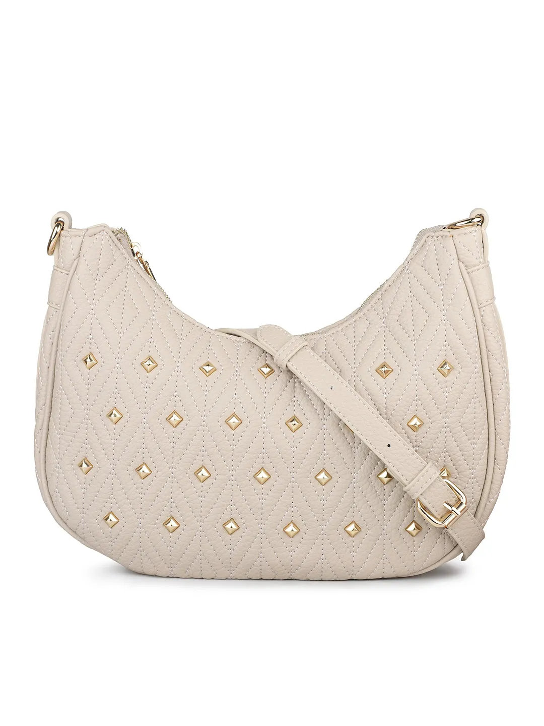 Women Beige Quilted Shoulder Bag