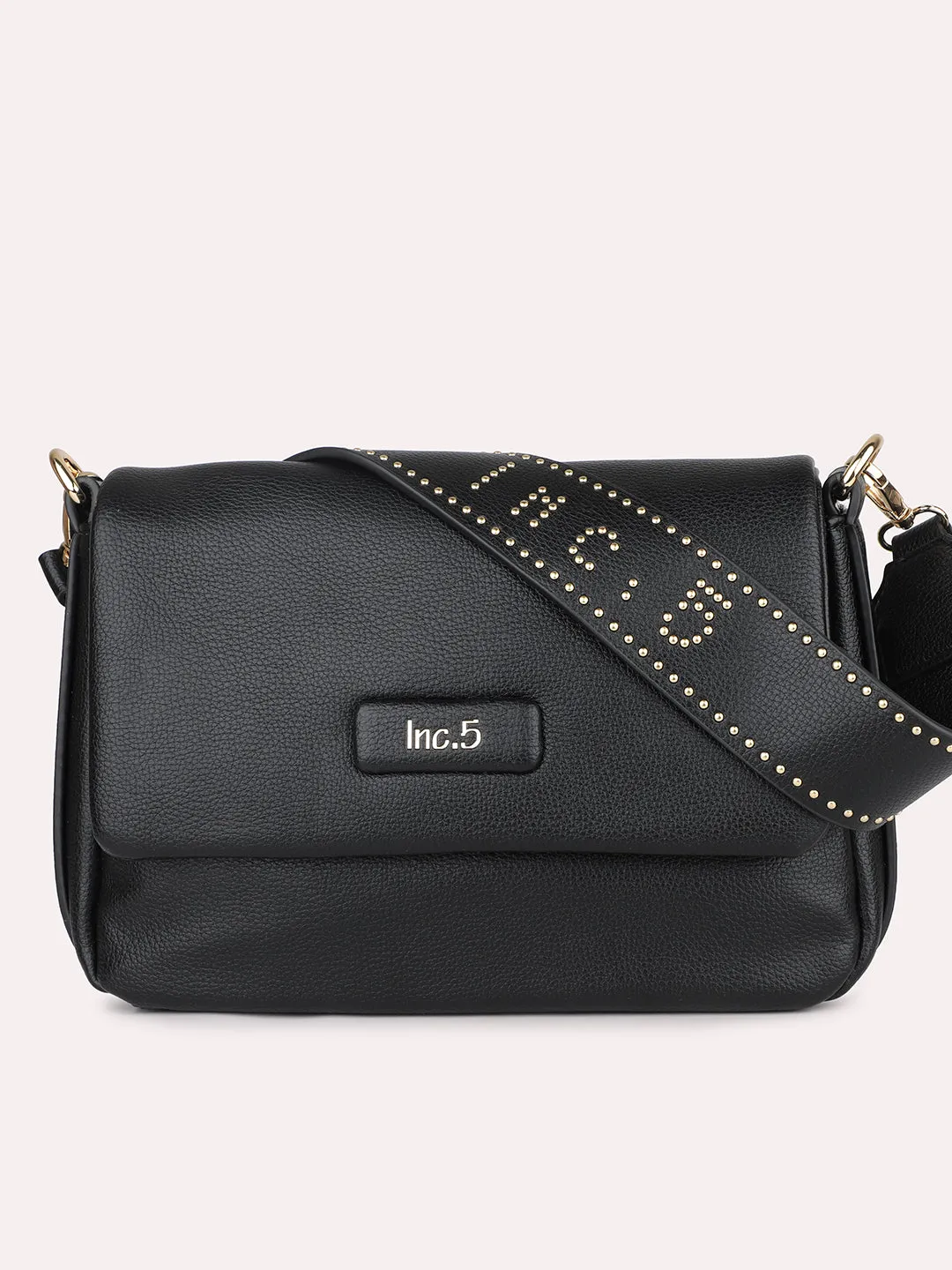 Women Black Solid Structured Shoulder Bag