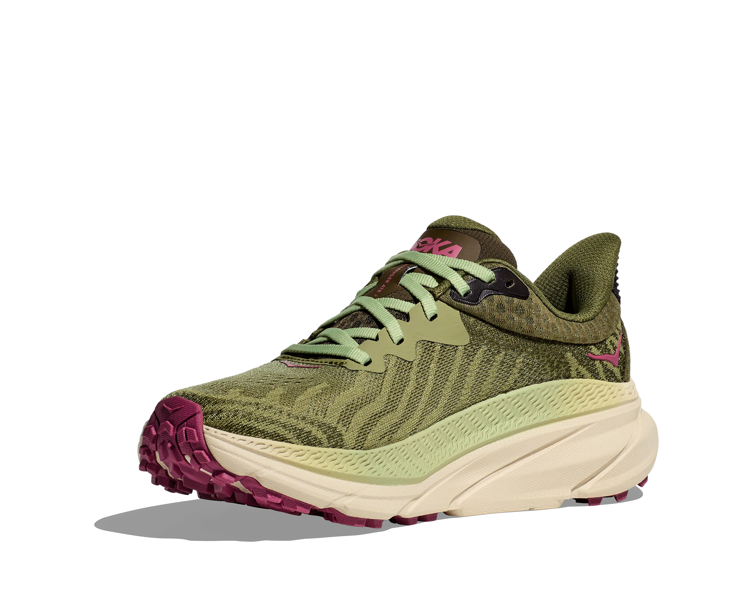 Women's Hoka Challenger 7 Color: Forest Floor/ Beet Root