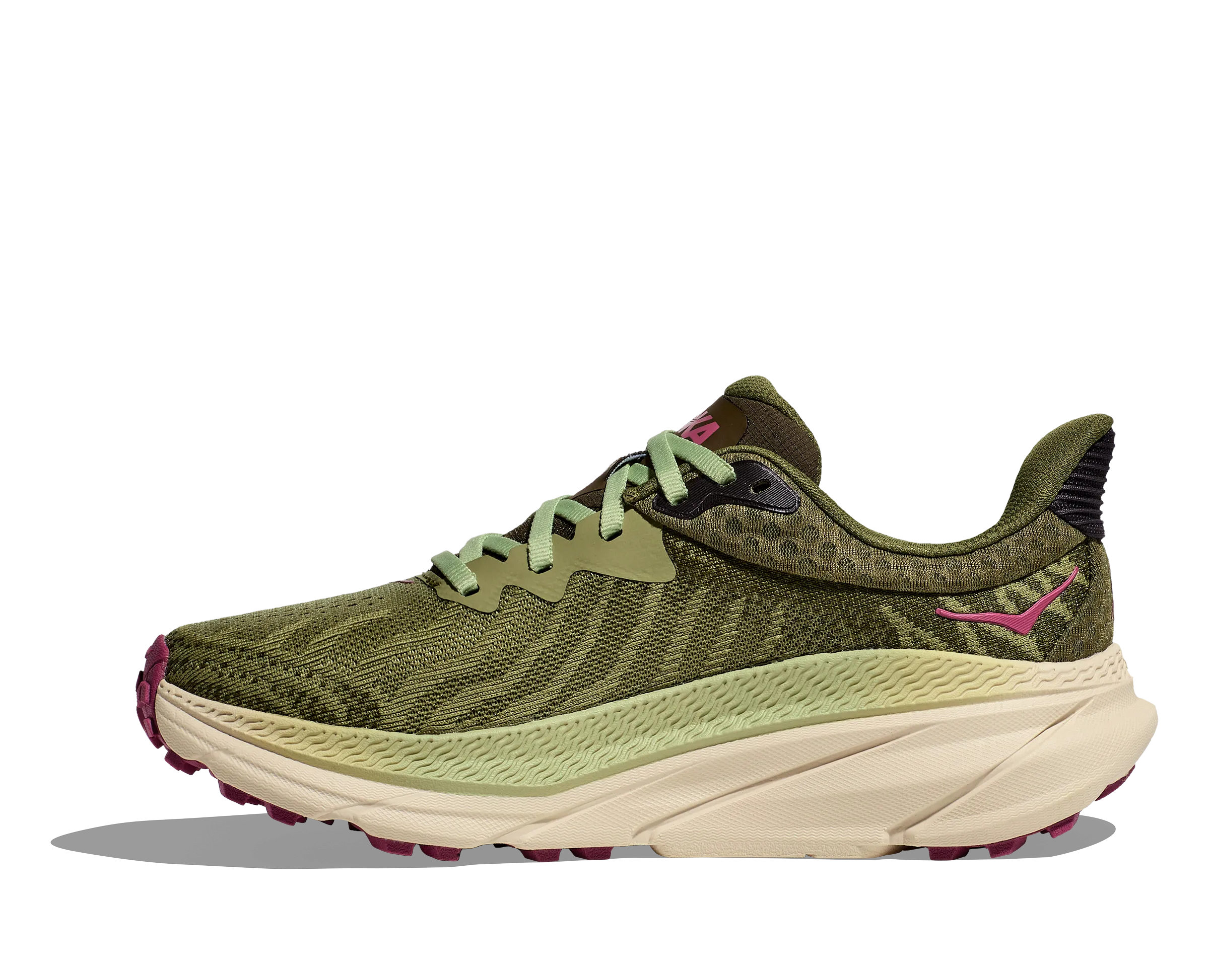 Women's Hoka Challenger 7 Color: Forest Floor/ Beet Root