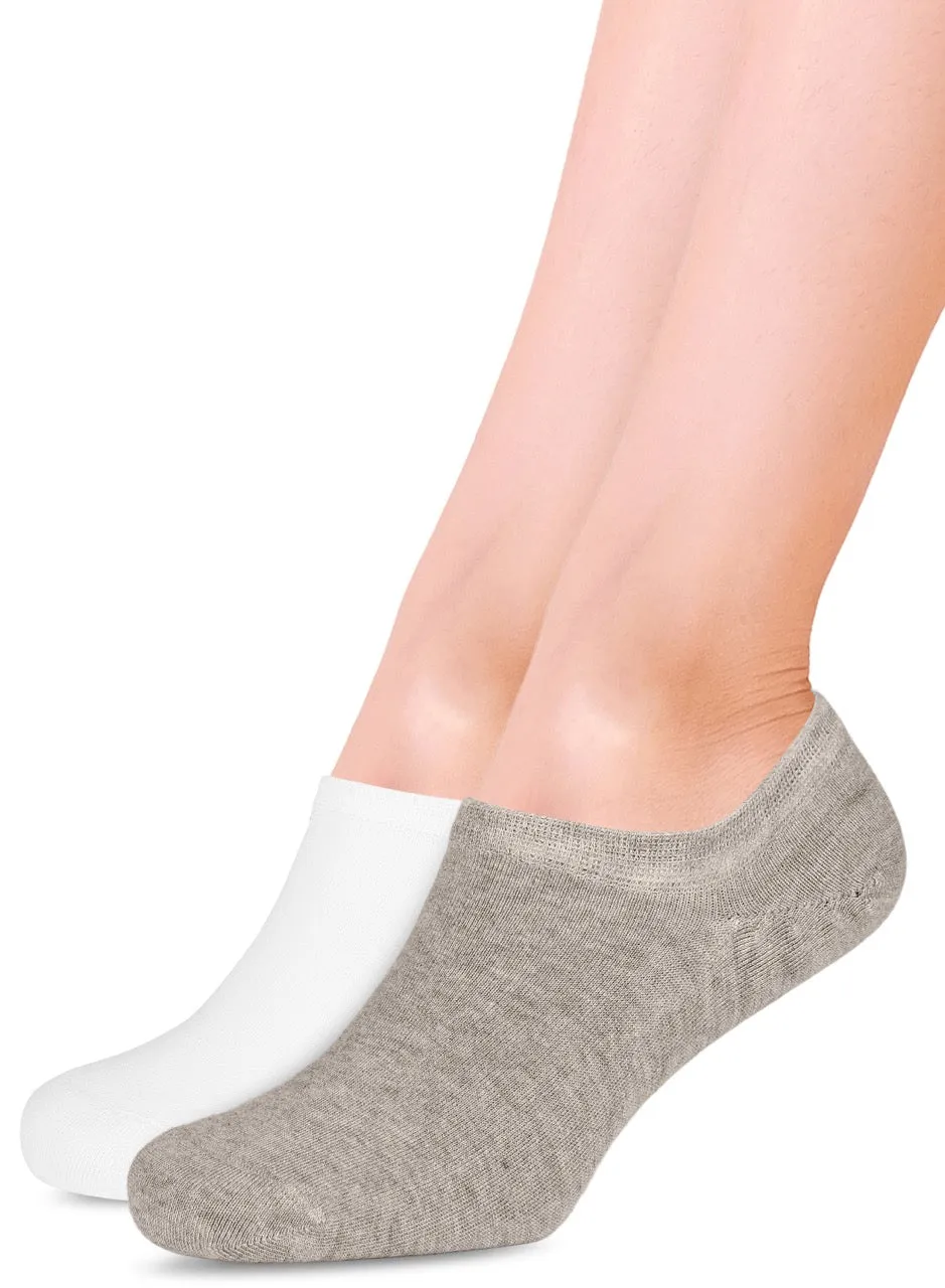 Women's Non-Slip Bamboo No-Show Plain Socks, 6 Pairs