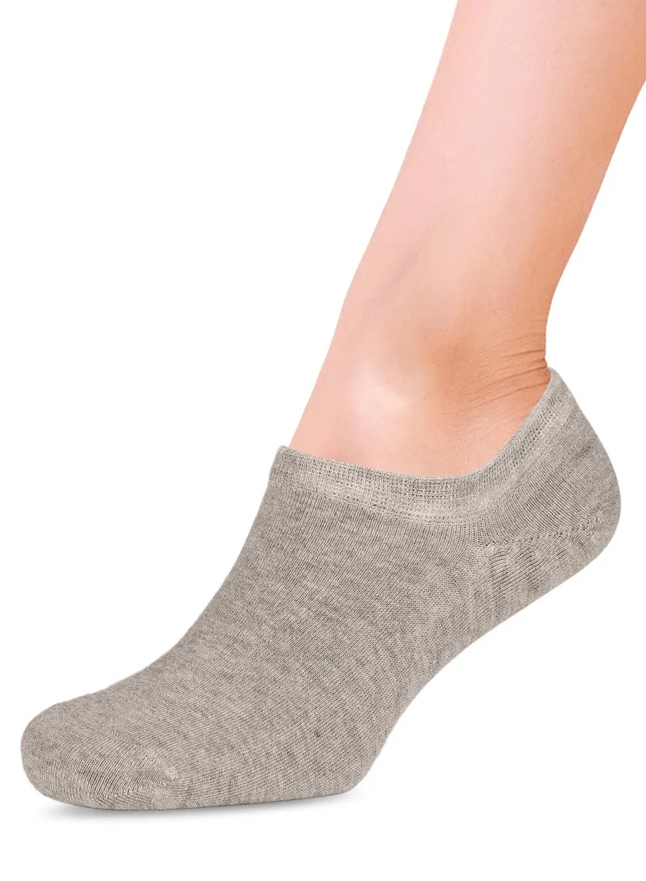 Women's Non-Slip Bamboo No-Show Plain Socks, 6 Pairs