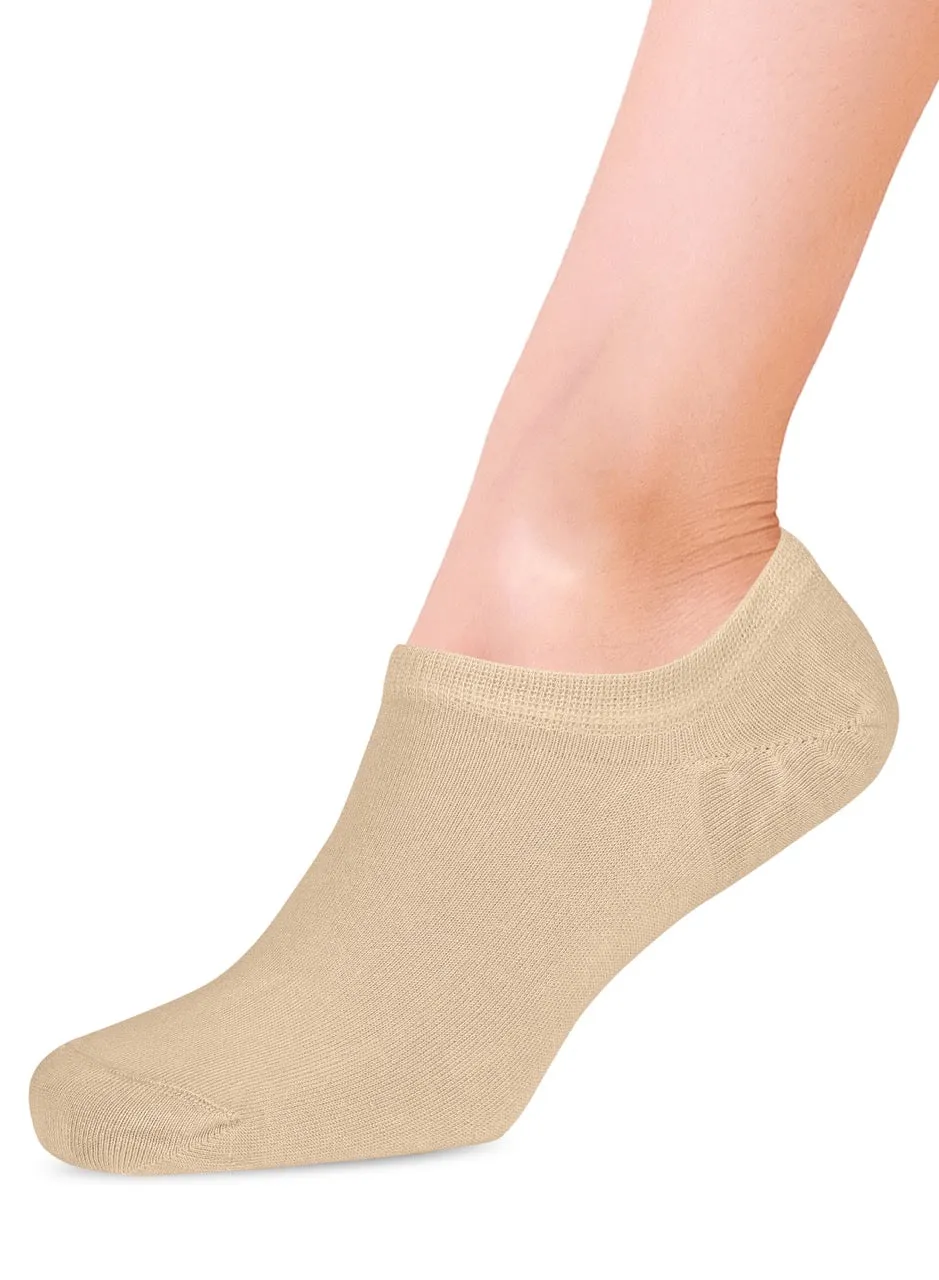 Women's Non-Slip Bamboo No-Show Plain Socks, 6 Pairs