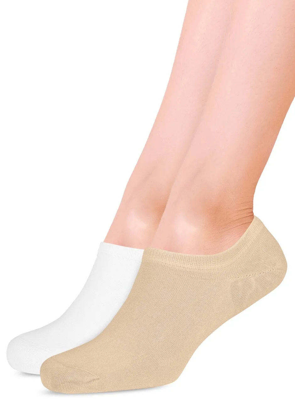 Women's Non-Slip Bamboo No-Show Plain Socks, 6 Pairs