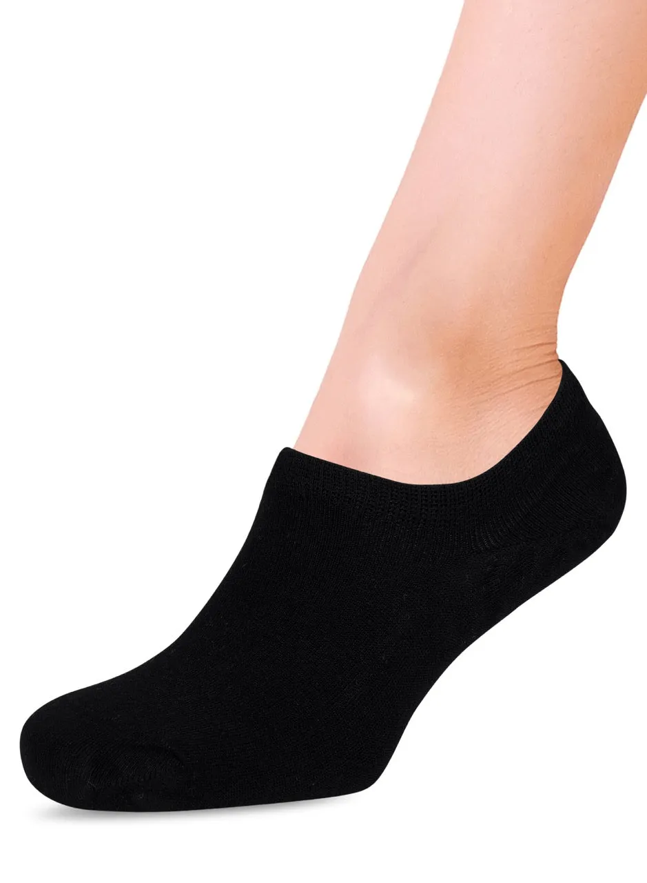 Women's Non-Slip Bamboo No-Show Plain Socks, 6 Pairs