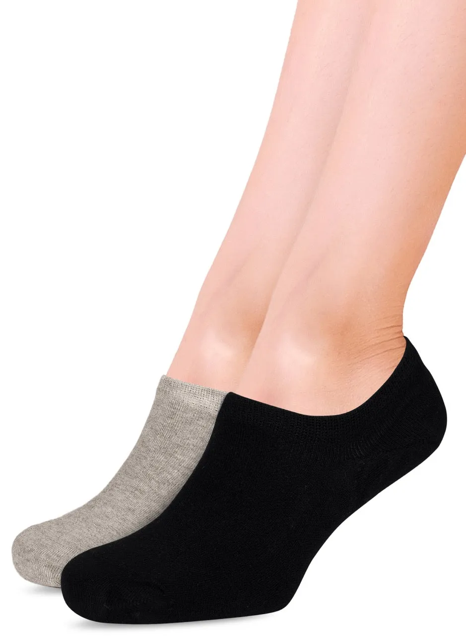 Women's Non-Slip Bamboo No-Show Plain Socks, 6 Pairs