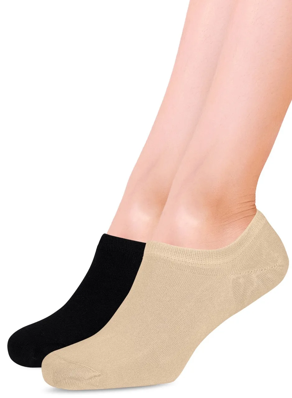 Women's Non-Slip Bamboo No-Show Plain Socks, 6 Pairs